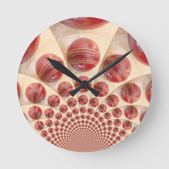 Horloge Ronde Boules de cricket rythmées par boules de cuir : ta (Recto)