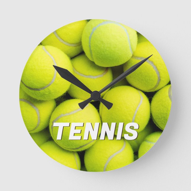 Horloge Ronde Boules de tennis de texte personnalisées (Recto)
