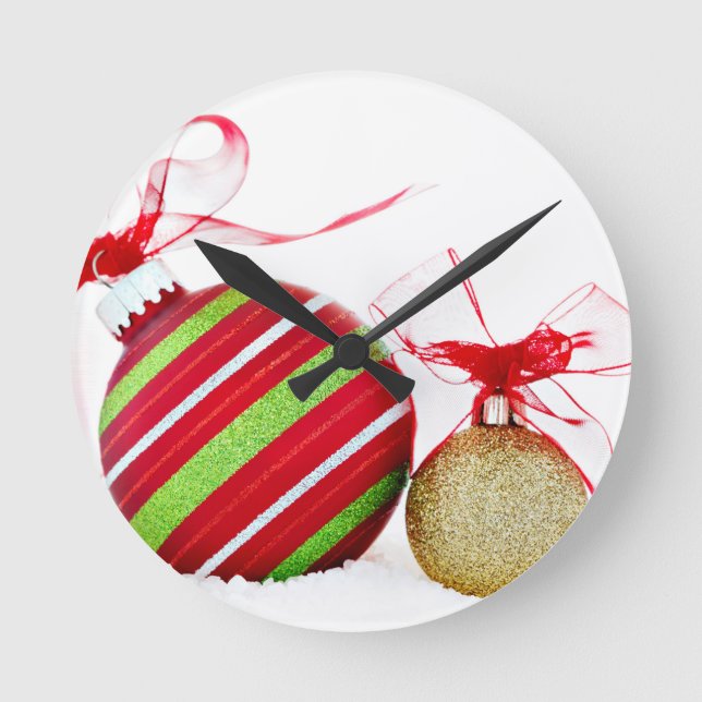 Horloge Ronde Boules ornementales de Noël Contemporain (Recto)