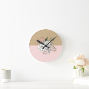 Horloge Ronde Bouquet de colorbloc moderne
