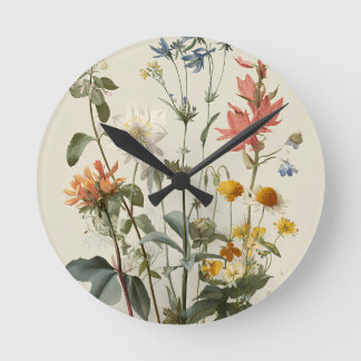 Horloge Ronde Bouquet de prairie fleurie