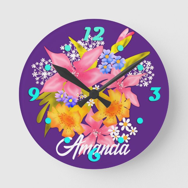Horloge Ronde Bouquet de printemps (Recto)