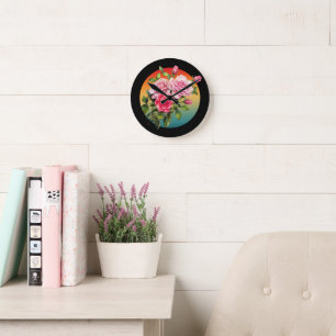 HORLOGE RONDE BOUQUET DE ROSE FLEUR ROSES FLORAUX VINTAGE