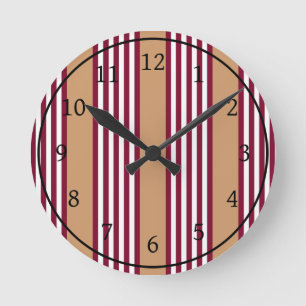 Horloge Ronde Bourgogne rouge cinq bandes motif