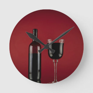 Horloge Ronde Bouteille en verre de vin rouge