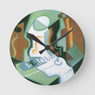 Horloge Ronde Bouteille et coupe de fruits par Juan Gris, Cubism