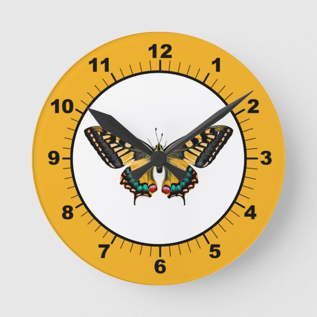 Horloge Ronde Bouton photographique moderne mignon jaune (Recto)