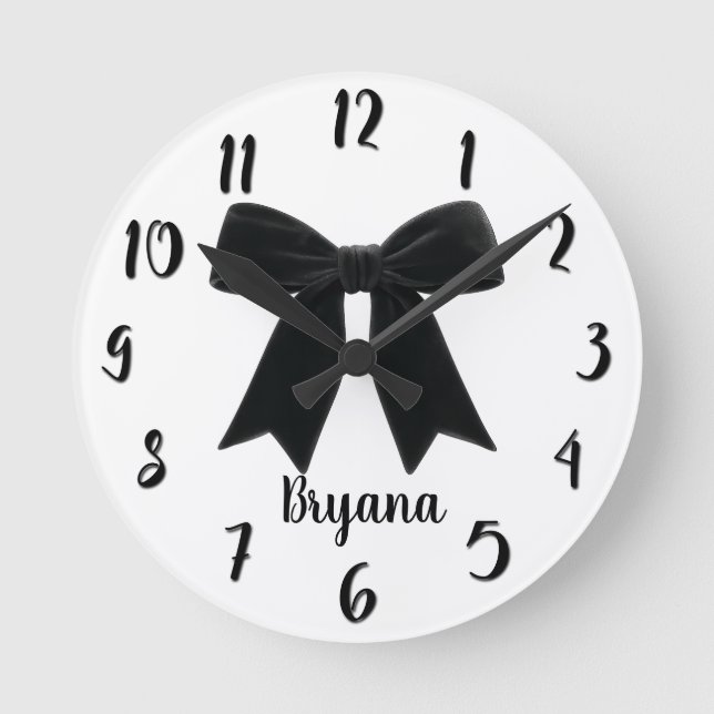 Horloge Ronde Bow velours noir élégant Posh tendance (Recto)