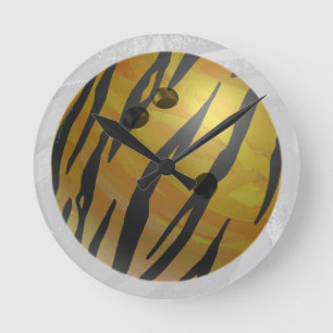 Horloge Ronde Bowling Ball Tiger Jaune