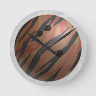 Horloge Ronde Bowling Ball Tiger Orange