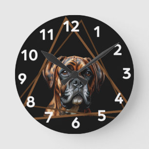 Horloge Ronde Boxe Brown et noire Brindle Lab Chien