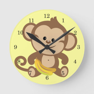 Horloge Ronde Boy Monkey With Banana
