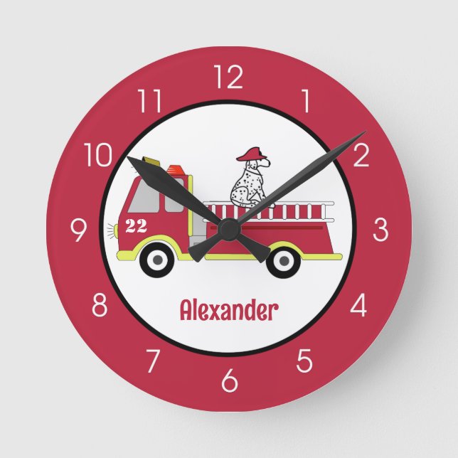 Horloge Ronde Boys Pompier Moteur de feu (Recto)
