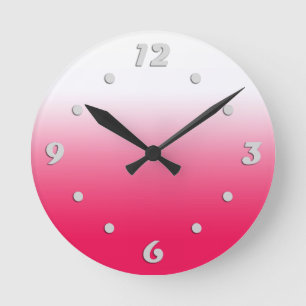 Horloge Ronde Bright été rouge et blanc dégradé ombre