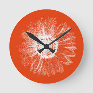 Horloge Ronde Bright Orange Floral Wall Clock