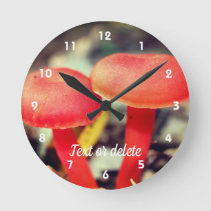 Horloge Ronde Bright orange Mushroom Pair Personalized