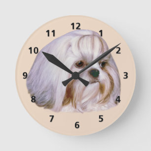 Horloge Ronde Brindle et Chih blanc Tzu Chig