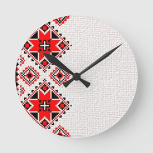 Horloge Ronde Broderie ukrainienne