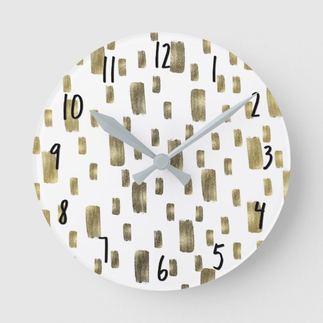 Horloge Ronde Brosse à peinture moderne or cuivre Bronze étincel (Recto)