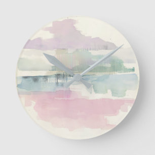 Horloge Ronde Brouillard de levage   aux pastels mous
