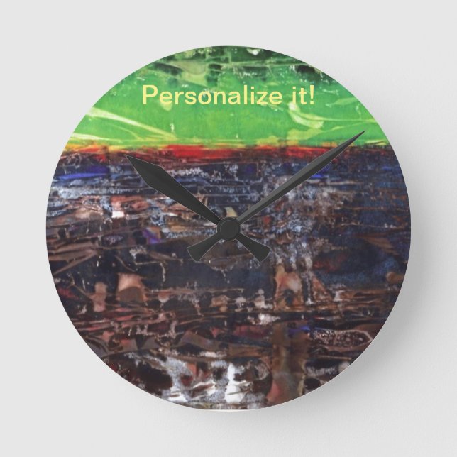 Horloge Ronde Brun foncé avec rivière rouge, verte, jungle (Recto)