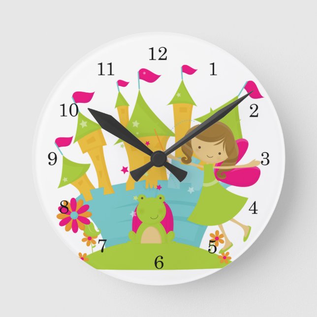 Horloge Ronde Brunette Fairy Princesse (Recto)