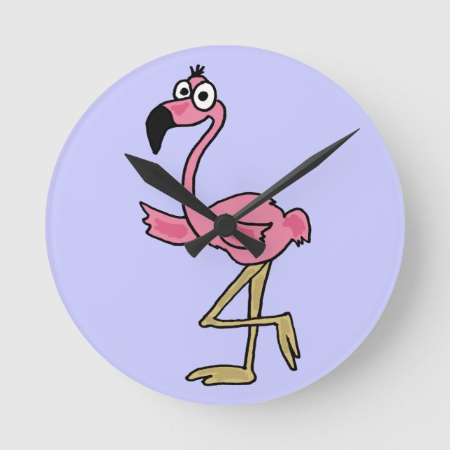 Horloge Ronde BU- Funny Flamingo Wall Clock (Recto)