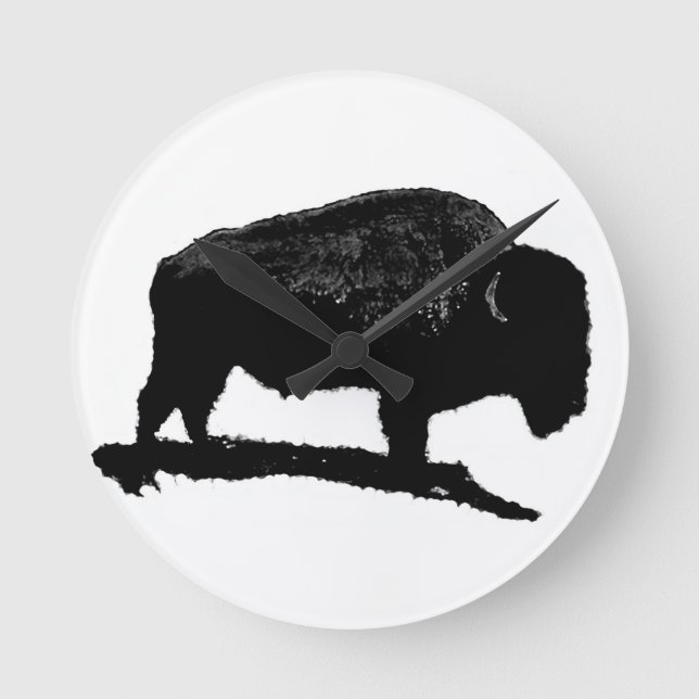 Horloge Ronde Buffle noir et blanc (Recto)