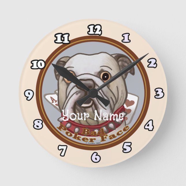 Horloge Ronde Bulldog Poker Face (Recto)