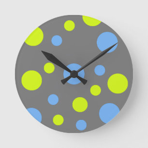 Horloge Ronde Bulles Jaunes Bleues Funky Heureuses