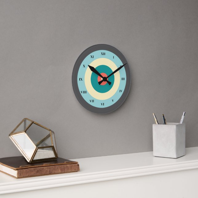 Horloge Ronde Bullseye combiné gris par Shirley Taylor (Bureau)