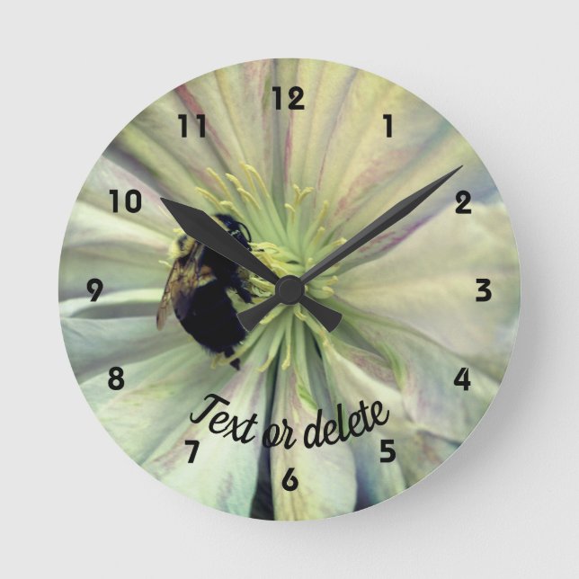 Horloge Ronde Bumble Bee On Clematis Flower (Recto)