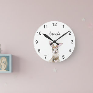Horloge Ronde Bunny Watercolor