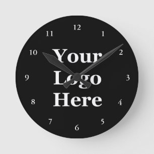 Horloge Ronde Business Modèle noir et blanc Votre logo ici