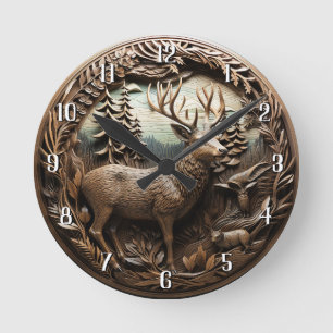 Horloge Ronde Cabine rustique de chasse au cerf