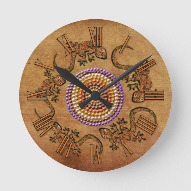 Horloge Ronde Cadeau d'art aborigène australien (Recto)