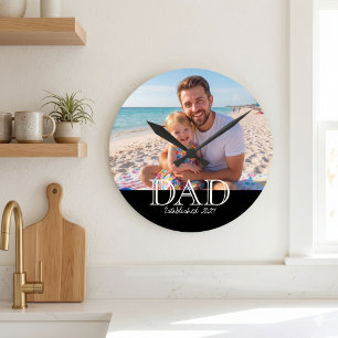 Horloge Ronde Cadeau de fête des pères minimaliste photo du papa