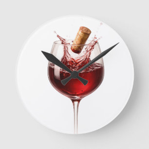 Horloge Ronde Cadeau de mariage élégant Wine Splash Amour débouc