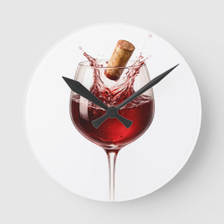 Horloge Ronde Cadeau de mariage Élégant Wine Splash Love Uncorke