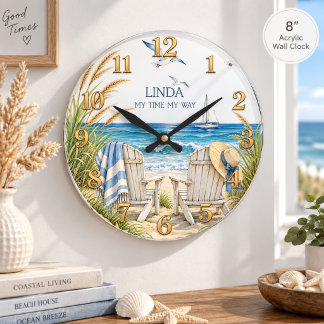 Horloge Ronde Cadeau de retraite côtier Mon temps, ma façon