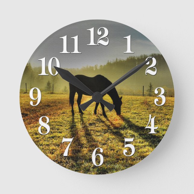 Horloge Ronde cadeau occidental de concepteur de cheval de thème (Recto)