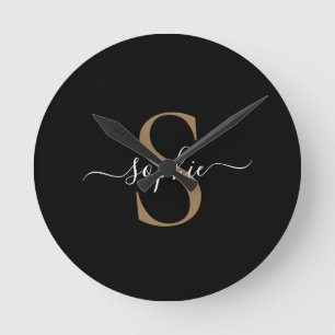 Horloge Ronde Cadeau Personnalisé Nom Personnalisé Écriture Élég