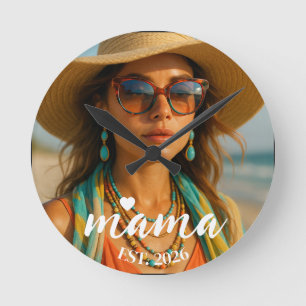 Horloge Ronde Cadeau personnalisé pour maman année Mama Est pour