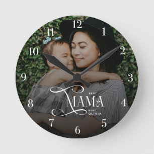 Horloge Ronde Cadeaux de fête des mères photo de la meilleure ma