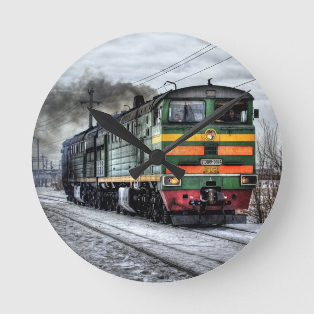 Horloge Ronde Cadeaux de locomotive diesel pour des amants de (Recto)