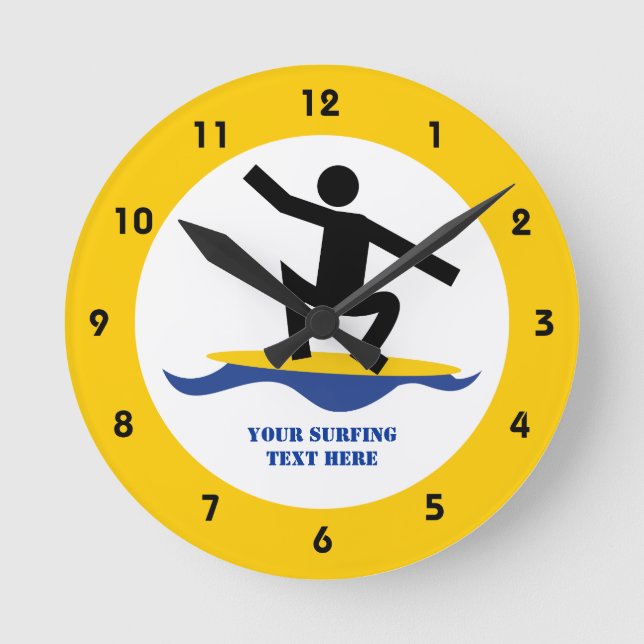 Horloge Ronde Cadeaux de surf, surfer sur sa planche de surf (Recto)