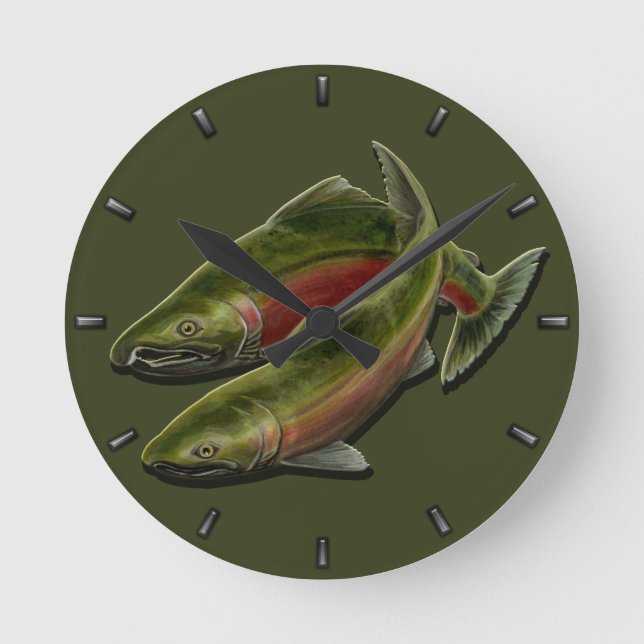 Horloge Ronde Cadeaux d'horloges murales de poissons de saumon (Recto)