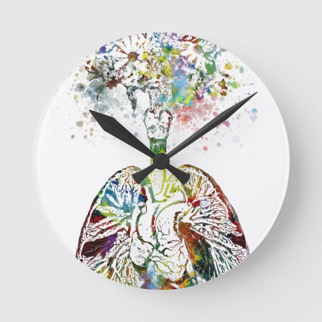 Horloge Ronde Cadeaux Médicales Coeur et poumons Motif (Recto)