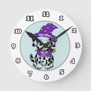 Horloge Ronde Cadran de chien de l'élève sorcier