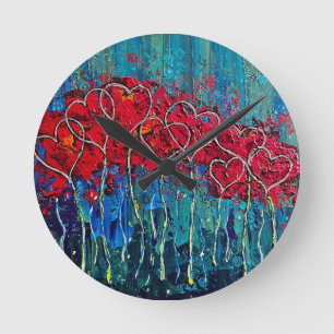 Horloge Ronde Cadran Mural Cœurs Fabuleux